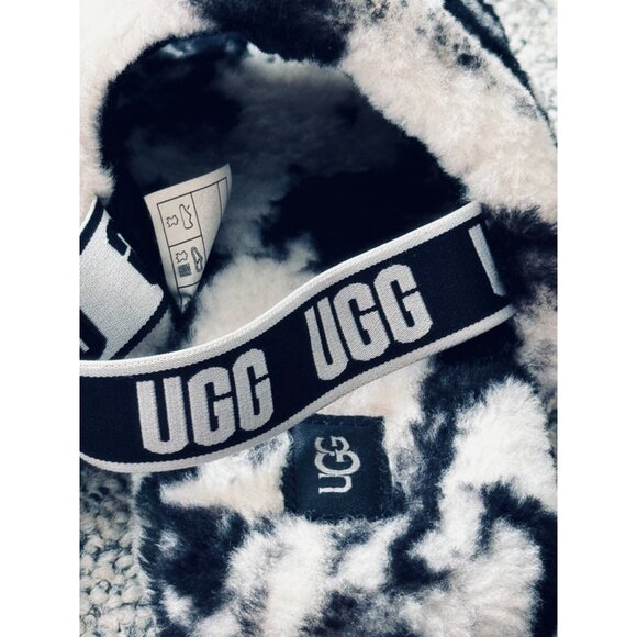Ugg Womens Fluff Yeah Slide Slippers Black & White Tie-Dye Size 5 - Picture 6 of 10